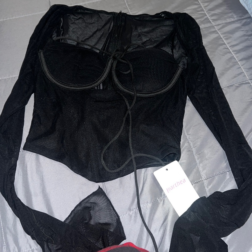 Black mesh corset top